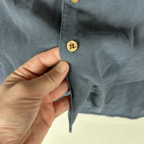 Paradise Collection 100% Silk Long Sleeve Button Up Shirt Men's XL Blue Casual - Picture 4 of 10